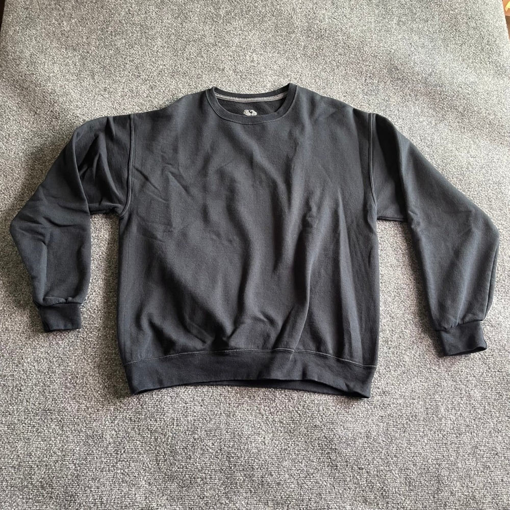 Fruit of the Loom Mens Crewneck Sweatshirt Black Size L Fleece Lined Pullover